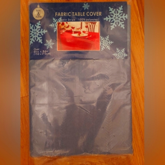 Vintage Trim A Home Fabric Tablecloth Cover Satin Stripe Blue Oval 60x84 - Picture 1 of 4